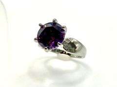 14 Kt, White Gold Plate 3.5 Ct Vs1 Russian Color Change Lab Simulated Alexandrite Ring