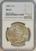 Super Gem BU 1883-O Morgan Silver Dollar. NGC MS65