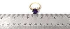 Amazing 10K Yellow Gold Amethyst Gemstone Ring with Diamond Accents