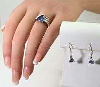 Stunning 14K White Gold Trillion-Cut Tanzanite Suite