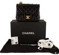 Chanel, Black Lambskin, Mini Sweet Camellia Flap Shoulder Bag