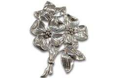Vintage Sterling Dogwood Broach