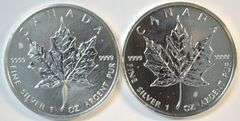 Brilliant Uncirculated 2004 & 2005 Canada $5 1 oz pure silver Maple Leafs