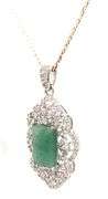 Amazing 4.50CTS Emerald Cut Natural Emerald cut emerald & Sapphire Pendant Necklace in Sterling Silv