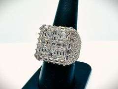 Mens 14 K White Gold Plate Dynamic 6.75 Cttw White VVs1 Lab Simulated Diamond Ring