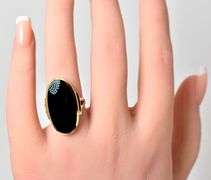 Timeless 10K Yellow Gold Black Onyx Gemstone Ring