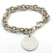 925 Sterling silver Tiffany & Co round tag charm bracelet