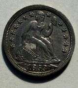 1853 Arrows Seated Dime Slider Unc