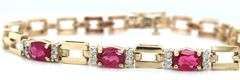 14kt Yellow gold 2.40ctw oval Tourmaline and diamond 3 stone square link bracelet