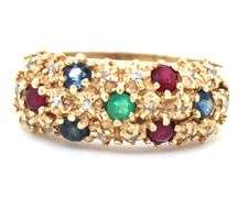 Colorful 14K YG Ring with Ruby, Emerald, & Sapphire