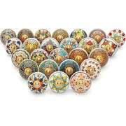 Hand Painted Multicolor Ceramic Cabinet Knobs Set of 25