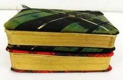 2 Robert Burns Silk Tartan Miniature Antique Books
