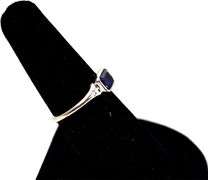 Elegant 14K White Gold Synthetic Sapphire Gemstone Ring with Diamond Accents