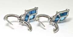 Vibrant 14K Blue Topaz and Diamond Dangle Earrings