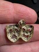 10K Yellow Gold Comedy & Tragedy Drama Mask Pendant
