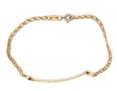 Feminine 18K YG Bracelet with Etched Center Panel