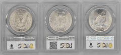 Near Gem BU 1921 Morgan & 1923 & 1925 Peace Silver Dollars. PCGS MS64's