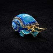 Hand-Painted Conch Trinket Box with Rhinestones