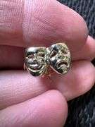 10K Yellow Gold Comedy & Tragedy Drama Mask Earrings