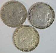 3 1935-A Germany 5 Reichmarks Silver pieces
