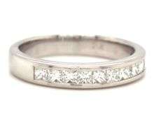 14kt White gold 0.40ctw princess cut channel set diamond band