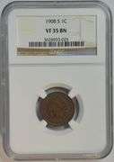 Nearly Choice XF 1908-S Indian Head Cent. NGC VF35BN