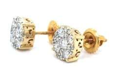 10kt Yellow gold 1ctw diamond cluster stud earrings