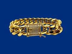Huge 75.3 Gram Yellow Gold Plate Cuban Curb Link Bracelet