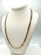 Sharp Yellow Gold Plated Cuban Link Chain Necklace.