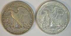 Sharp XF45 1929-D & lustrous AU 1935-D Walking Liberty Half Dollars