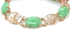 Oval Jade good fortune bracelet in 14kt Yellow gold