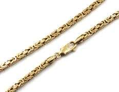 14kt Yellow gold square Byzantine chain necklace
