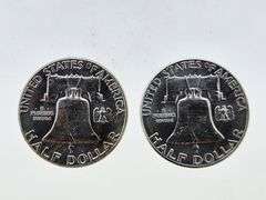 (2) 1963 Franklin Silver Half Dollars, UNC