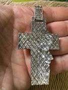 Rhodium Plated 925 Sterling Silver Jesus Christ Cross Baguette CZ Studded Pendant
