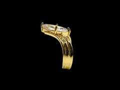 WOW!!! Ladies Sparkling Yellow Gold Plated 3.75 Ct Marquis Cut CZ Ring