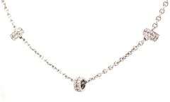 Stylish 14K WG Cable Link Necklace with Diamond Rondels