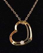 3 Vintage Gold Filled Gemstone Heart Necklaces