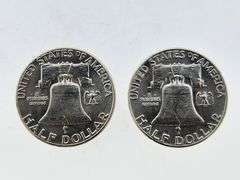 (2) 1963 Franklin Silver Half Dollars, UNC