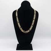 Huge 123.7 Gram 14 Kt Yellow Gold Plate Italian Figaro Link Necklace