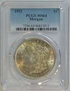 1921 Morgan Silver Dollar $1 in PCGS Holder MS64