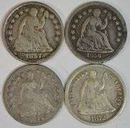 4 Diff. Sharp VF Liberty Seated Half Dimes 1856 to 1872