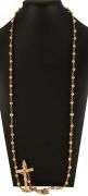 Polished Beaded Rosary Crucifix Virgin Mary Cross Pendant Necklace in 14K