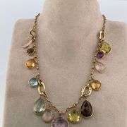 14K YELLOW GOLD GEM NECKLACE