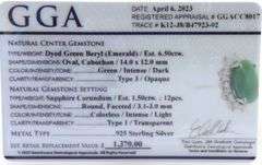 Sparkling 6.50CTS Oval Emerald-Cut Emerald & Sapphire Ring in Sterling Silver