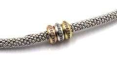 925 Sterling silver Tri color Mesh collar necklace with diamonds
