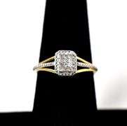 Sparkling 10K Yellow and White Gold Diamond Ring