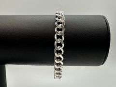 Sharp 18.3 Gram .925 Sterling Silver Plated Cuban Link Bracelet