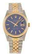 Rolex Datejust 16233, 36MM, Aftermarket Blue Dial, Two Tone Watch