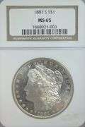 Cameo Prooflike Obverse Gem BU 1881-S Morgan. NGC MS65
