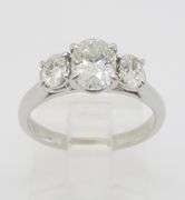 Classic Three Stone Diamond Ring in 18k White Gold